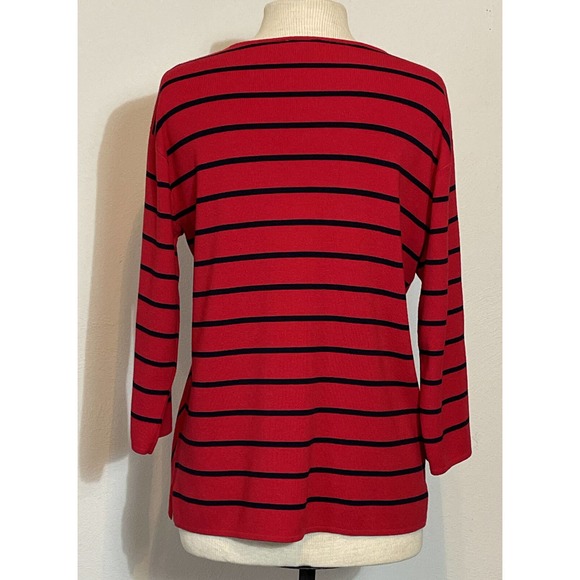 TALBOTS Women’s L Red Black Sweater Viscose Nylon - Picture 2 of 5